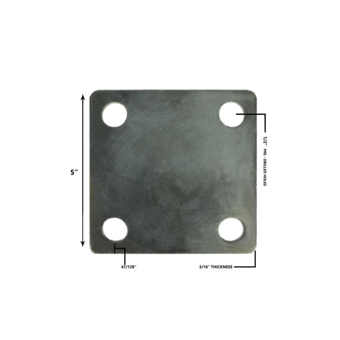 5" x 5" Heavy Duty Square Flat Steel Metal Base Plate With Holes