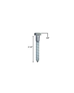 ⅜” X 2-½” HEX LAG SCREW, ZINC PLATED