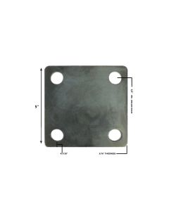 5" x 5" Heavy Duty Square Flat Steel Metal Base Plate With Holes